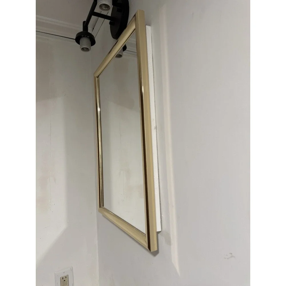 Retro MCM Vintage Style Gold Framed Bathroom Medicine Cabinet Mirror White 16x22